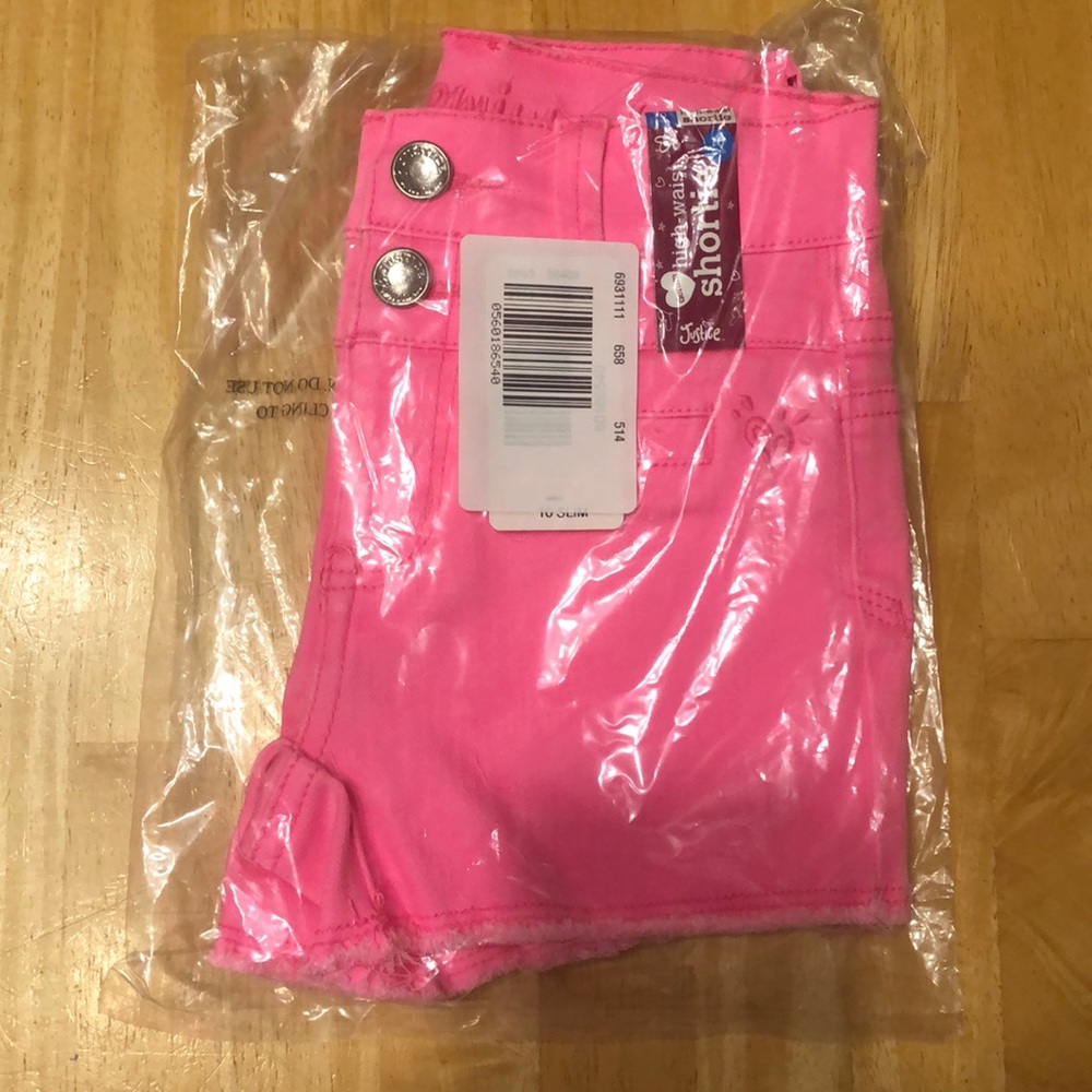 Justice hot pink Jean shorts